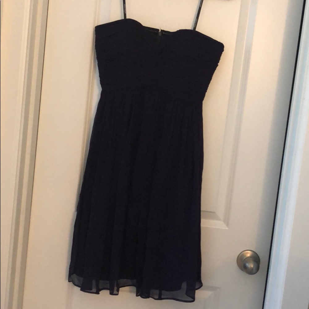 Donna Morgan, purple strapless dress